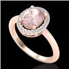 Image 2 : 1.50 ctw Morganite & Micro VS/SI Diamond Ring Halo 14k Rose Gold - REF-39R2K