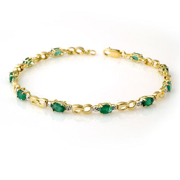 2.76 ctw Emerald & Diamond Bracelet 10k Yellow Gold - REF-32Y8X