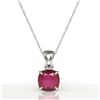 Image 2 : 2 ctw Cushion Cut Ruby Designer Necklace 18k White Gold - REF-25N9F