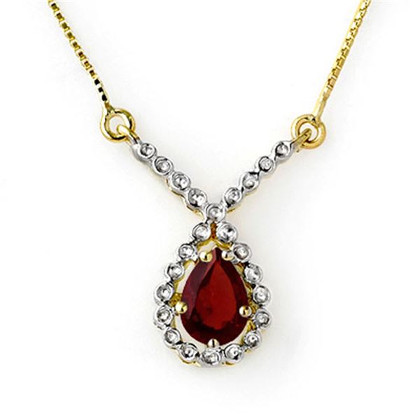 0.90 ctw Garnet Necklace 10k Yellow Gold - REF-13G5W