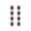 Image 1 : 6.2 ctw Garnet & Diamond Micro Pave Halo Earrings 10k White Gold - REF-143N6F