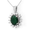 Image 1 : 4.20 ctw Emerald & Diamond Pendant 14k White Gold - REF-87H3R