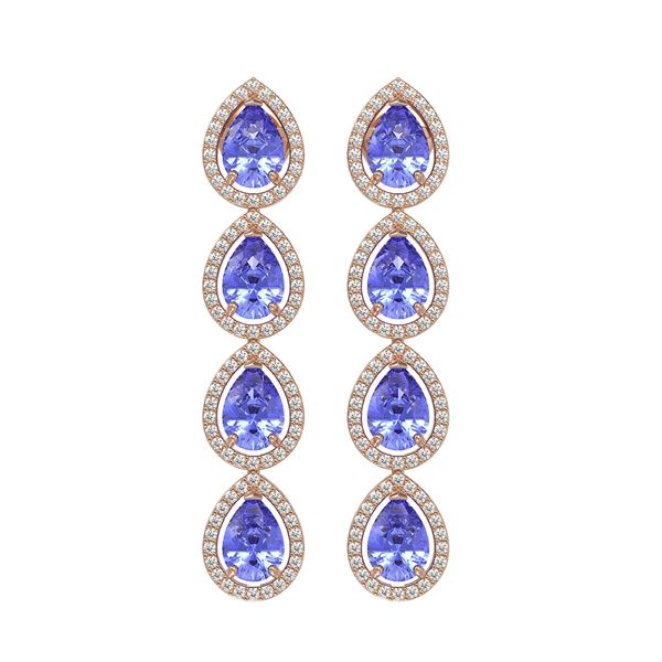 9.01 ctw Tanzanite & Diamond Micro Pave Halo Earrings 10k Rose Gold - REF-193F6M