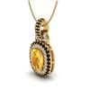 Image 2 : 2.50 ctw Citrine With Black Micro Diamond Necklace 14k Yellow Gold - REF-52H8R
