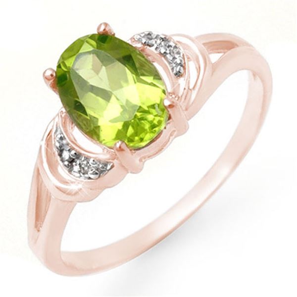 1.55 ctw Peridot & Diamond Ring 14k Rose Gold - REF-15G3W