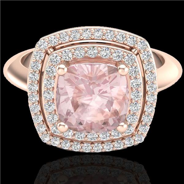 1.92 ctw Morganite & Micro VS/SI Diamond Pave Ring 14k Rose Gold - REF-51M8G
