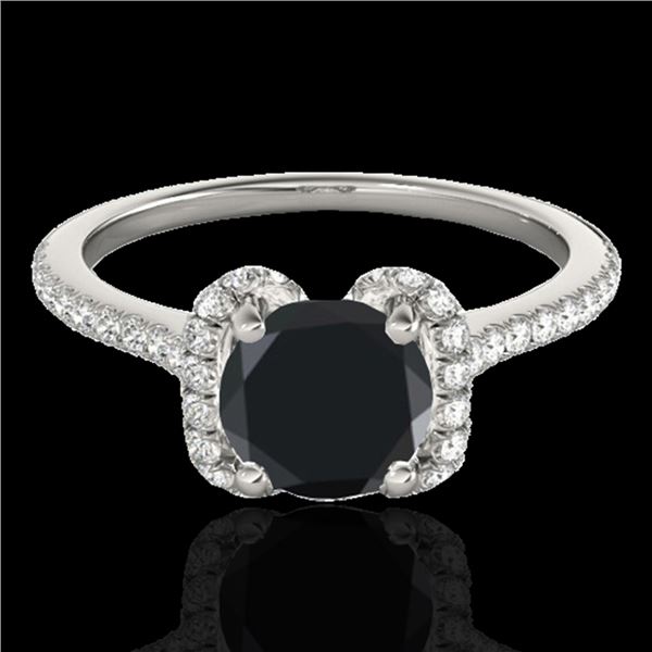 1.33 ctw Certified VS Black Diamond Solitaire Halo Ring 10k White Gold - REF-43A2N