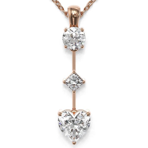 1.16 ctw Heart Diamond Designer Necklace 18K Rose Gold - REF-214W9H