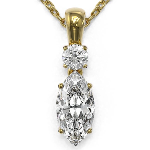 0.9 ctw Marquise Cut Diamond Designer Necklace 18K Yellow Gold - REF-139X2A