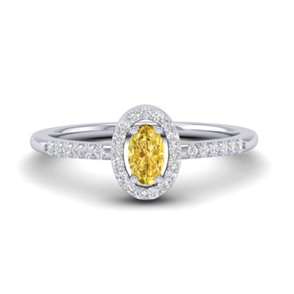 0.65 Citrine & Micro Pave VS/SI Diamond Certified Ring 18k White Gold - REF-23F5M