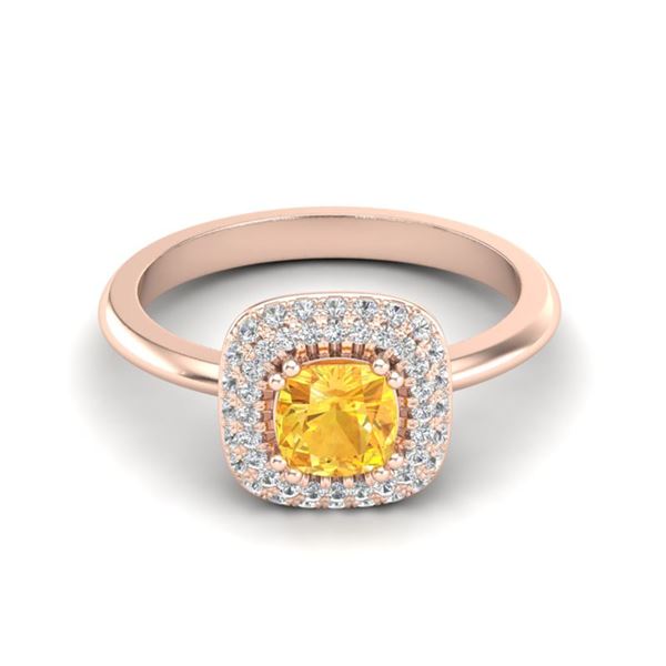 1.16 ctw Citrine & Micro VS/SI Diamond Ring Halo 14k Rose Gold - REF-44Y8X