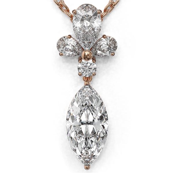 1.4 ctw Marquise Cut Diamond Designer Necklace 18K Rose Gold - REF-181A2N