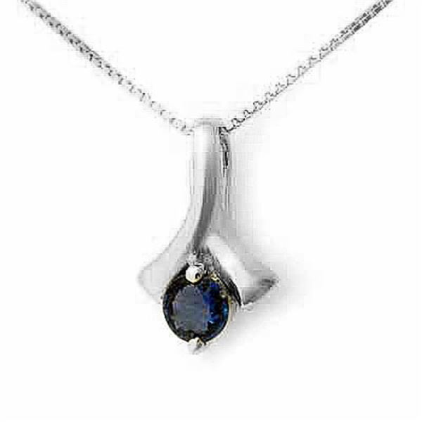 0.33 ctw Blue Sapphire Pendant 18k White Gold - REF-11N6F