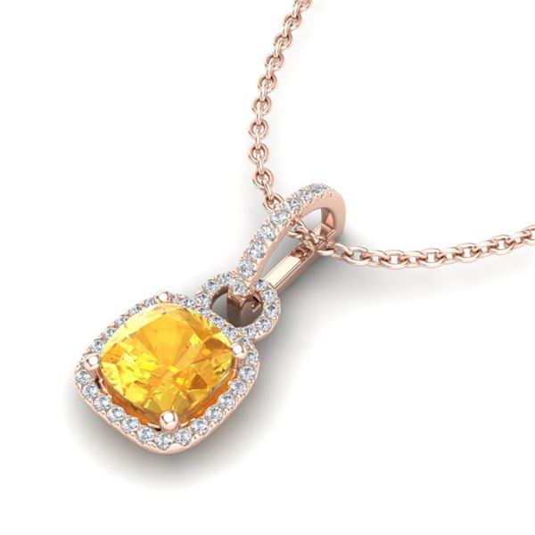3.50 ctw Citrine & Micro VS/SI Diamond Necklace 14k Rose Gold - REF-40Y8X