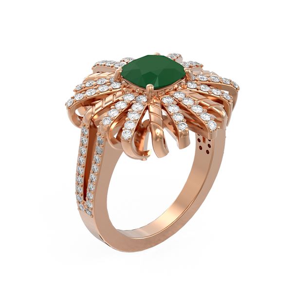 3.23 ctw Emerald & Diamond Ring 18K Rose Gold - REF-169K8Y