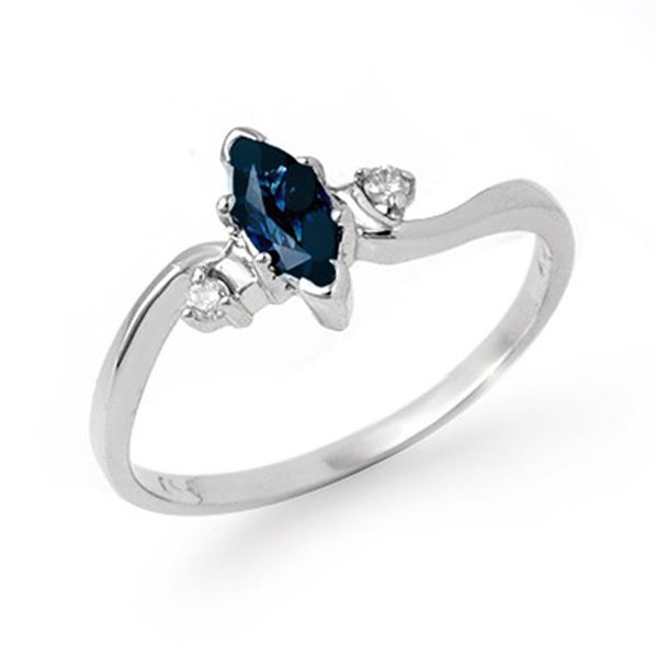 0.42 ctw Blue Sapphire & Diamond Ring 10k White Gold - REF-9A8N