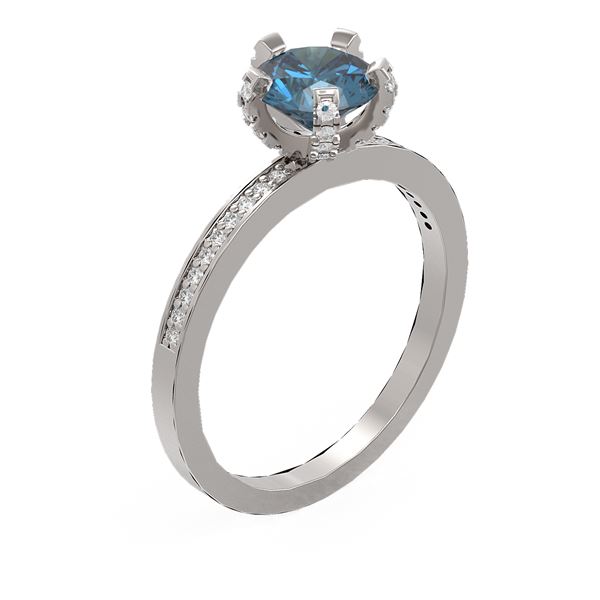 1.35 ctw Intense Blue Diamond Ring 18K White Gold - REF-201X8A