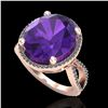 Image 2 : 10 ctw Amethyst & Micro Pave VS/SI Diamond Ring 14k Rose Gold - REF-55H2R