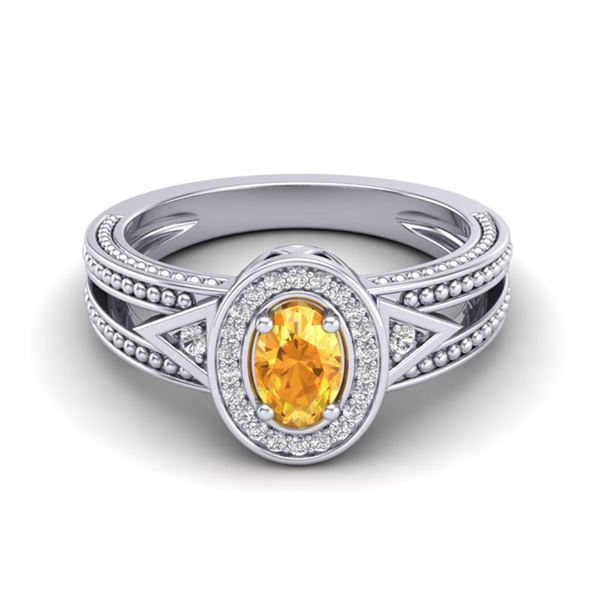 0.53 ctw Citrine & VS/SI Diamond Halo Fashion Ring 10k White Gold - REF-18X8A