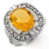 Image 1 : 4.68 ctw Citrine & Diamond Ring 10k White Gold - REF-39H2R