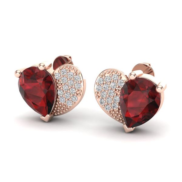 2.50 ctw Garnet & Micro Pave VS/SI Diamond Earrings 10k Rose Gold - REF-22F5M