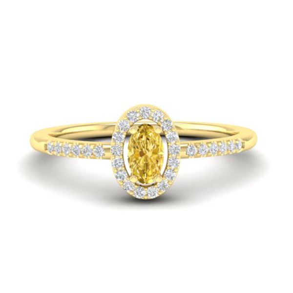 0.65 Citrine & Micro Pave VS/SI Diamond Certified Ring 18k Yellow Gold - REF-23G5W