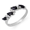 Image 1 : 0.80 ctw Blue Sapphire & Diamond Ring 10k White Gold - REF-15H3R