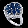Image 1 : 4 ctw Sapphire & VS/SI Diamond Cluster Designer Ring 10k White Gold - REF-49W3H