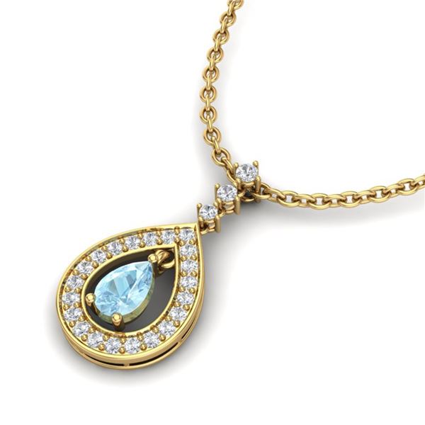 1.15 ctw Aquamarine & Micro Pave VS/SI Diamond Necklace 14k Yellow Gold - REF-47Y5X