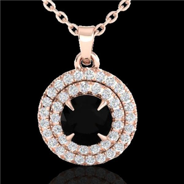 1 ctw Micro Pave VS/SI Diamond Certified NECKALCE Halo 14k Rose Gold - REF-45G3W