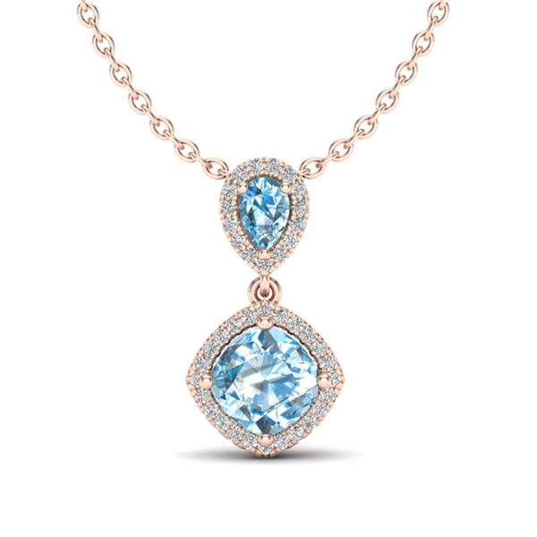 3.50 ctw Sky Blue Topaz & Micro VS/SI Diamond Necklace 10k Rose Gold - REF-33H8R