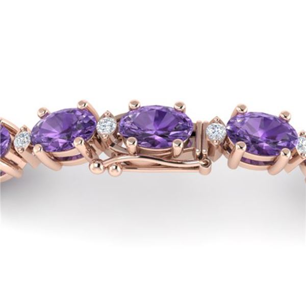 12 ctw Amethyst & VS/SI Diamond Certified Eternity Bracelet 10k Rose Gold - REF-56A2N