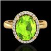 Image 1 : 2.50 ctw Peridot & Micro Pave VS/SI Diamond Ring 18k Yellow Gold - REF-42M4G