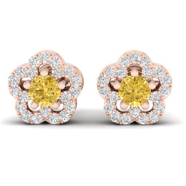 0.65 ctw Citrine & Micro Pave VS/SI Diamond Earrings 10k Rose Gold - REF-25Y3X