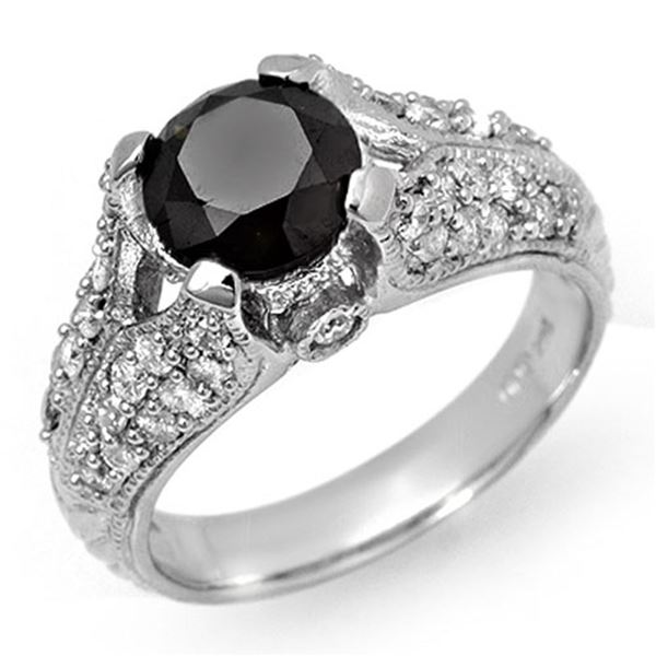 2.55 ctw VS Certified Black & White Diamond Ring 14k White Gold - REF-115A5N