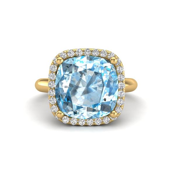 6 ctw Sky Blue Topaz & Micro Pave VS/SI Diamond Ring 18k Yellow Gold - REF-49K3Y