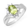 Image 1 : 1.04 ctw Peridot & Diamond Ring 10k White Gold - REF-12W3H