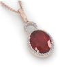 Image 1 : 4 ctw Garnet & Micro Pave Halo VS/SI Diamond Necklace 14k Rose Gold - REF-33A8N