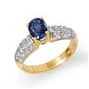Image 1 : 1.50 ctw Blue Sapphire & Diamond Ring 10k Yellow Gold - REF-40H9R