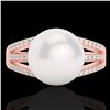 Image 1 : 0.30 ctw Micro Pave VS/SI Diamond & Pearl Designer Ring 14k Rose Gold - REF-39H3R