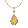 Image 2 : 2.25 ctw Citrine & Micro Pave VS/SI Diamond Necklace 18k Yellow Gold - REF-34G6W