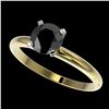 Image 1 : 1 ctw Fancy Black Diamond Solitaire Engagment Ring 10k Yellow Gold - REF-22M3G
