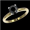 Image 2 : 1 ctw Fancy Black Diamond Solitaire Engagment Ring 10k Yellow Gold - REF-22M3G