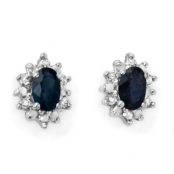 0.86 ctw Blue Sapphire & Diamond Earrings 10k Yellow Gold - REF-13G4W