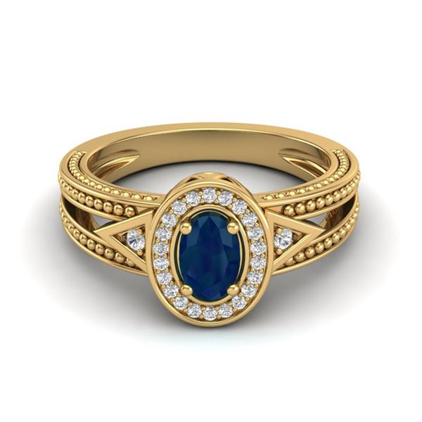 0.83 ctw Sapphire & VS/SI Diamond Halo Fashion Ring 10k Yellow Gold - REF-21R8K