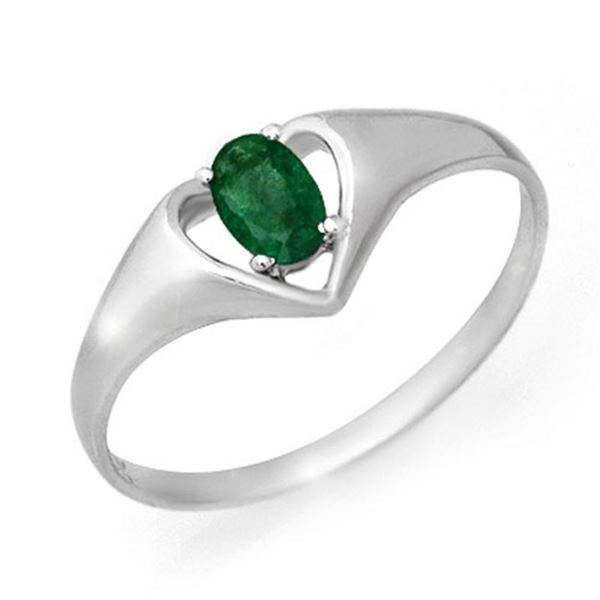 0.25 ctw Emerald Ring 10k White Gold - REF-7X2A