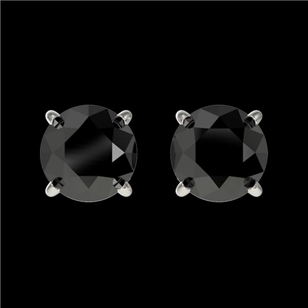 1.05 ctw Fancy Black Diamond Solitaire Stud Earrings 10k White Gold - REF-21N2F