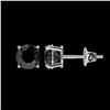 Image 2 : 1.05 ctw Fancy Black Diamond Solitaire Stud Earrings 10k White Gold - REF-21N2F