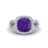 Image 1 : 3.75 ctw Amethyst & Micro VS/SI Diamond Certified Ring 18k White Gold - REF-51M2G