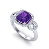 Image 2 : 3.75 ctw Amethyst & Micro VS/SI Diamond Certified Ring 18k White Gold - REF-51M2G